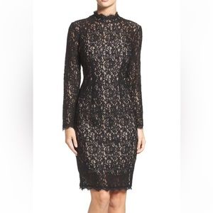 Adrianna Papell Black Lace Midi Dress Size 8 EUC